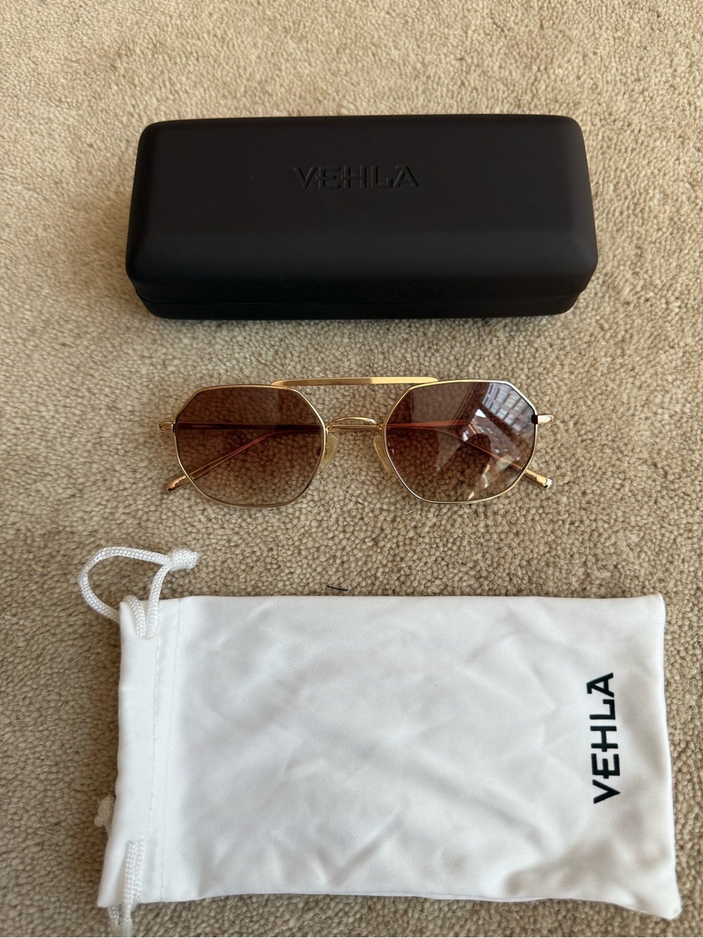 VEHLA Gold Frame Brown Gradient Lens Men's Sunglasses